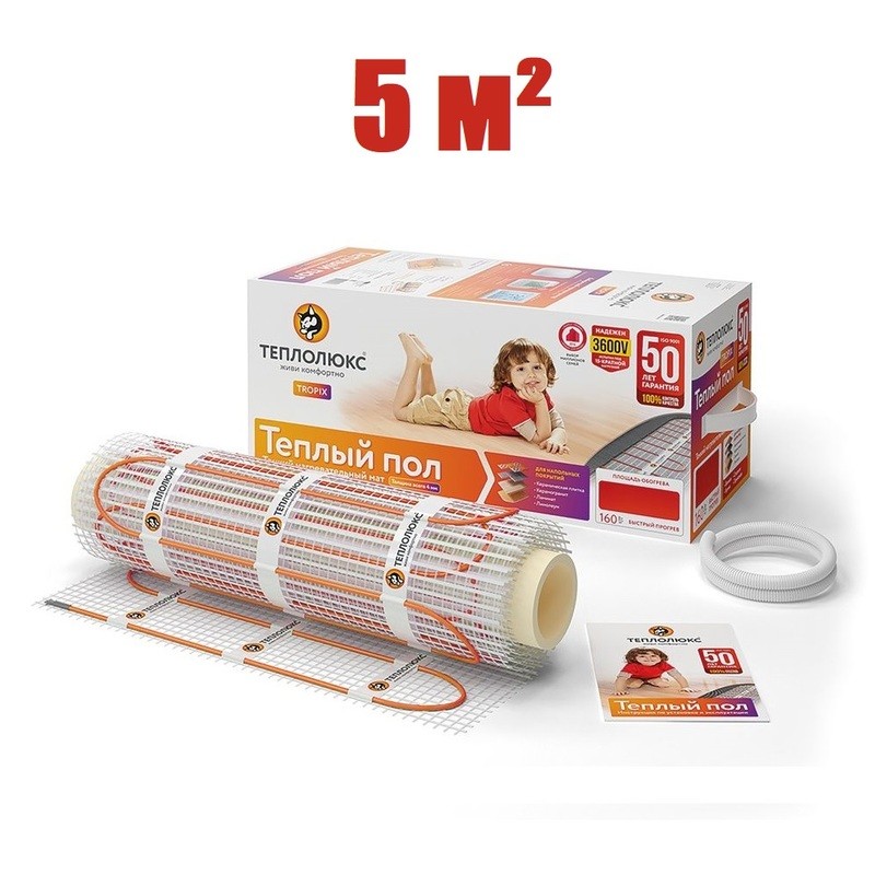 Нагревательный мат "Теплолюкс" Tropix МНН 800 Вт/5,0 кв.м
