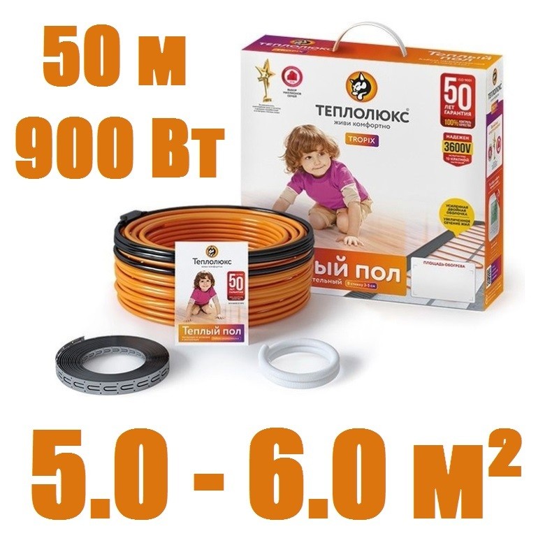 Нагревательный кабель "Теплолюкс" Tropix ТЛБЭ 50,0 м/900 Вт