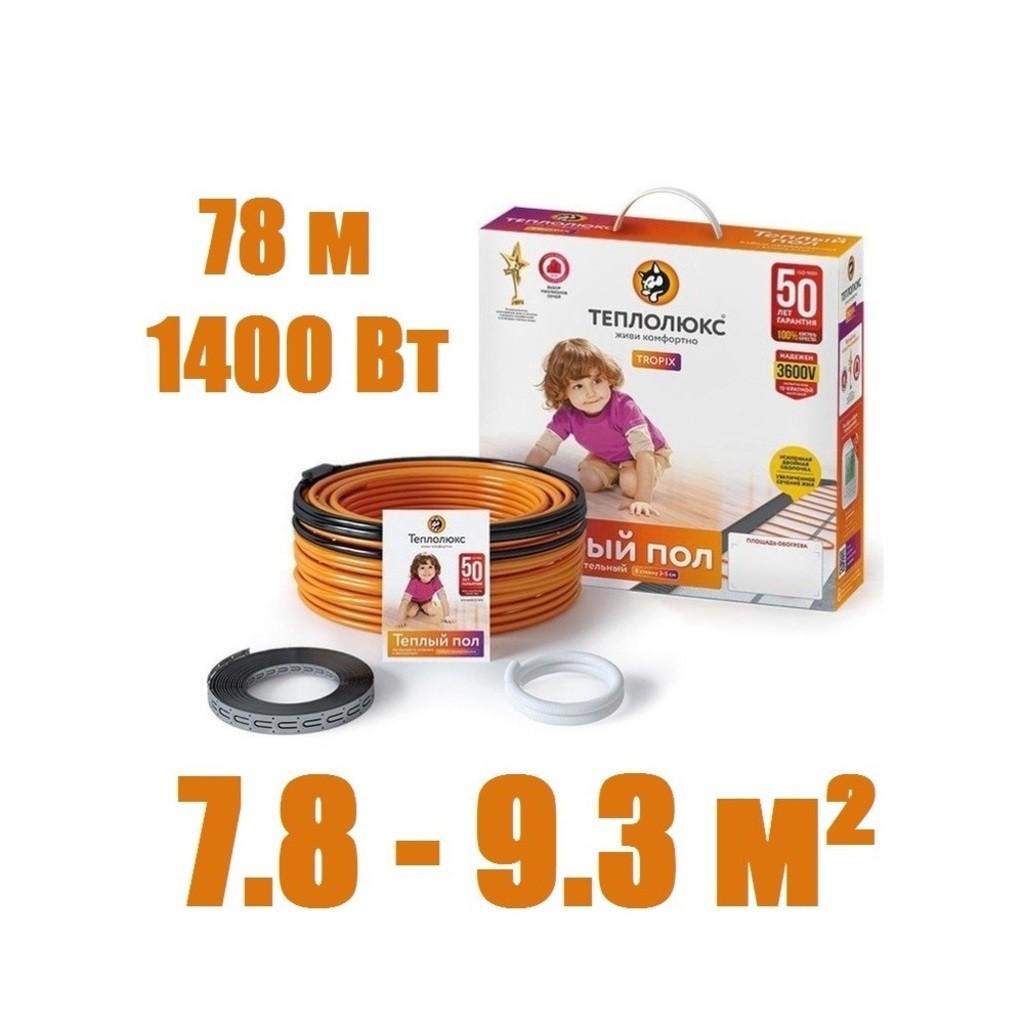 Нагревательный кабель "Теплолюкс" Tropix ТЛБЭ 78,0 м/1400 Вт