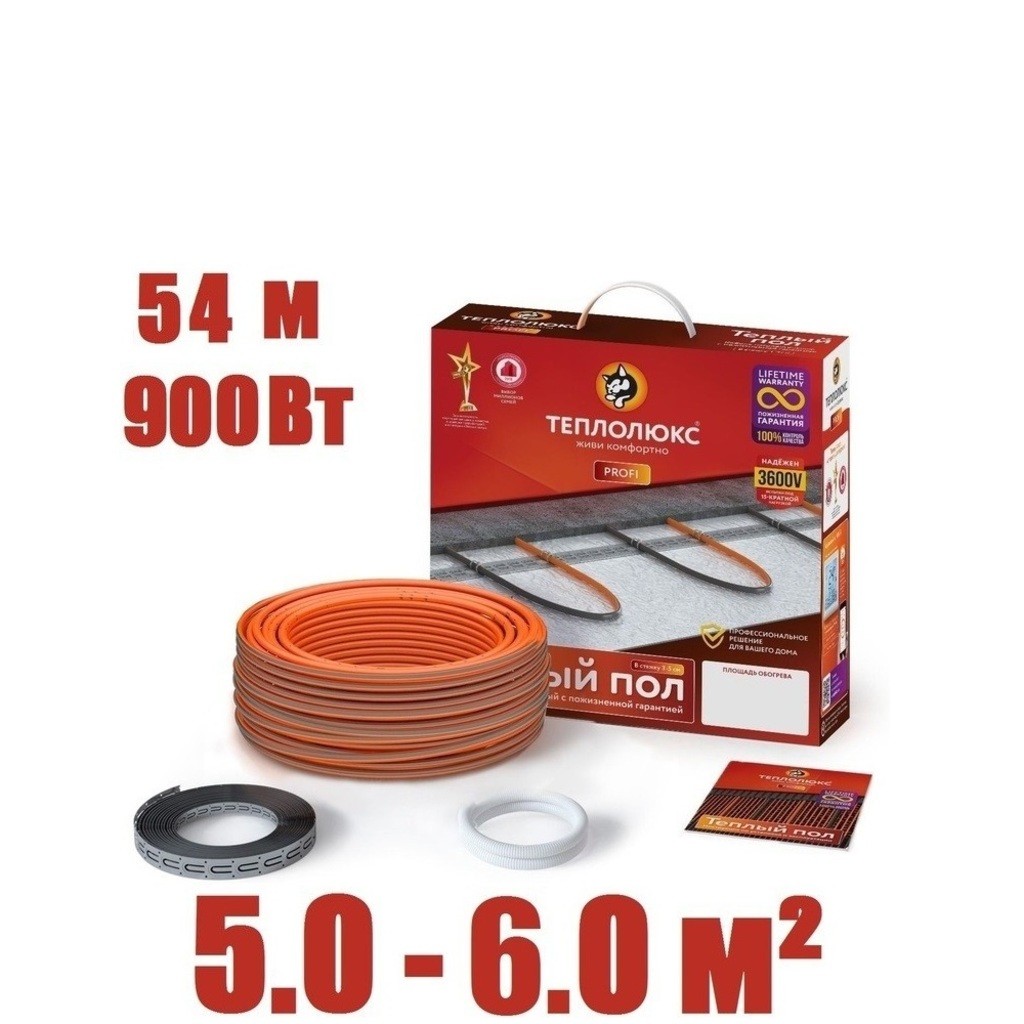 Кабель нагревательный "Теплолюкс" ProfiRoll 54,0 м/900 Вт